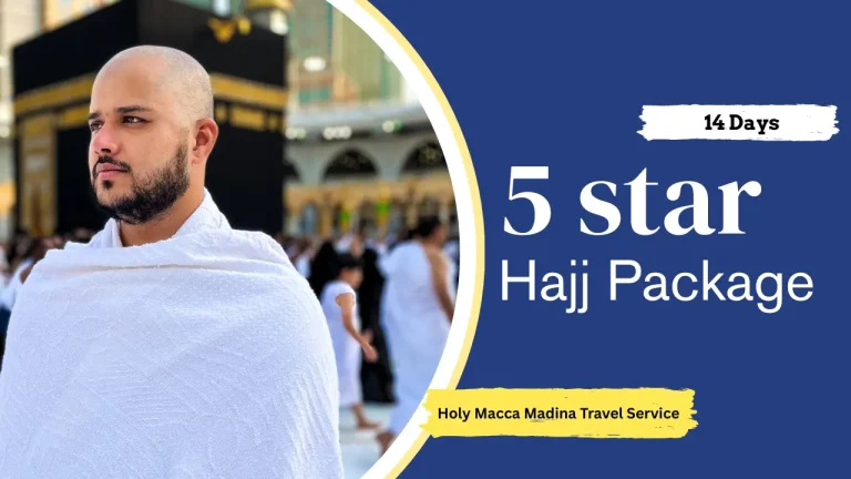 5 Star Comfort Hajj Package from Bangladesh – pilgrim with Ihram near Kaaba